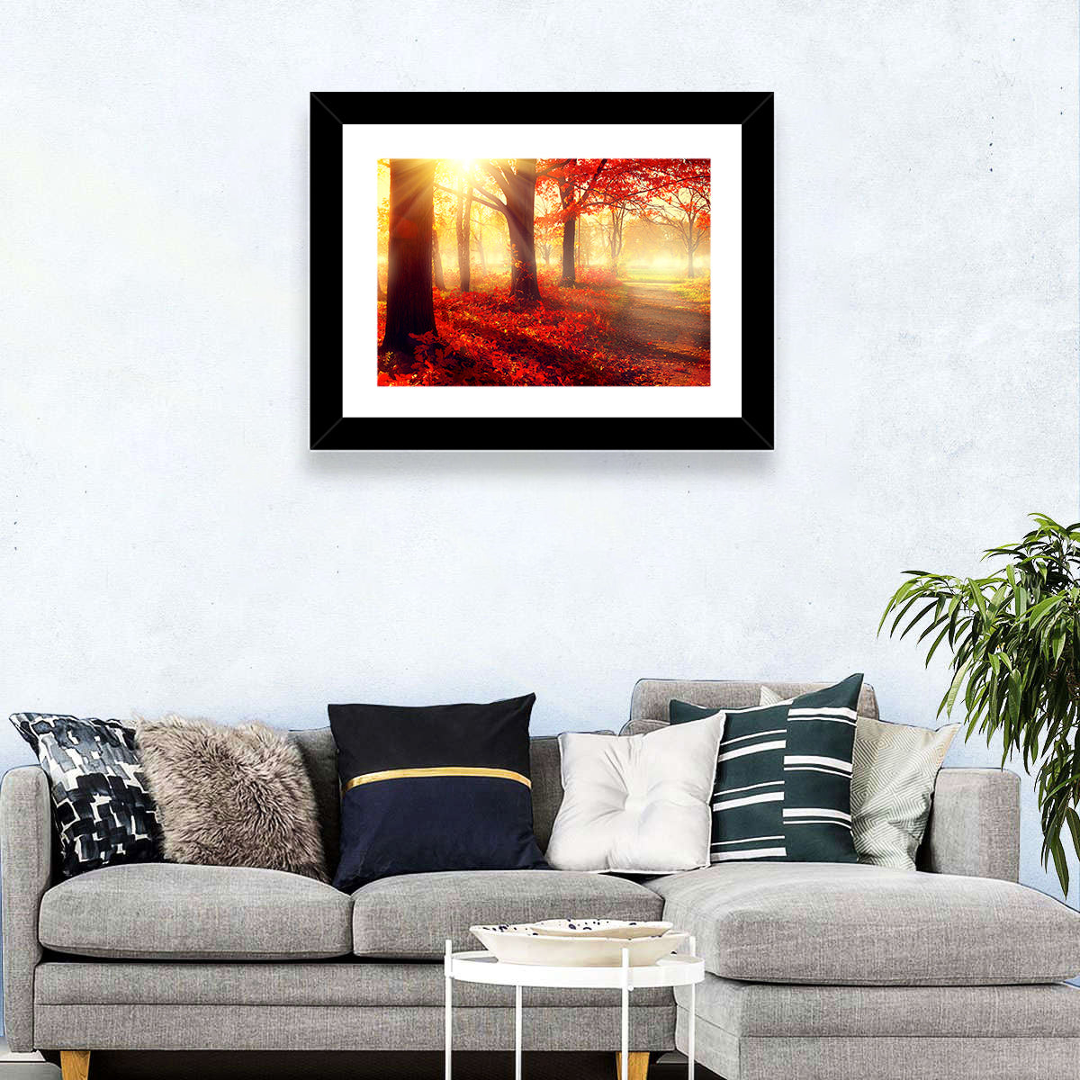 Sunlit Forest Path Wall Art