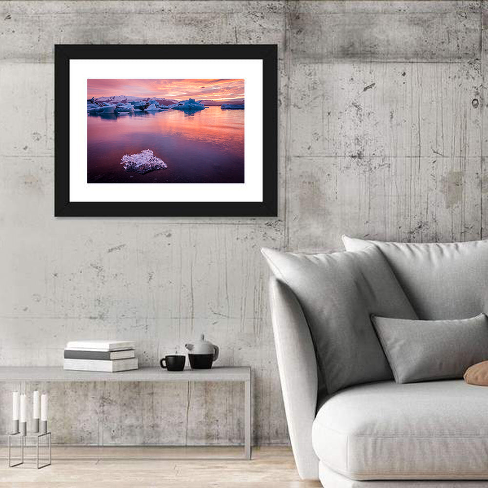 Jökulsárlón Dusk Lagoon Wall Art in a room, landscape