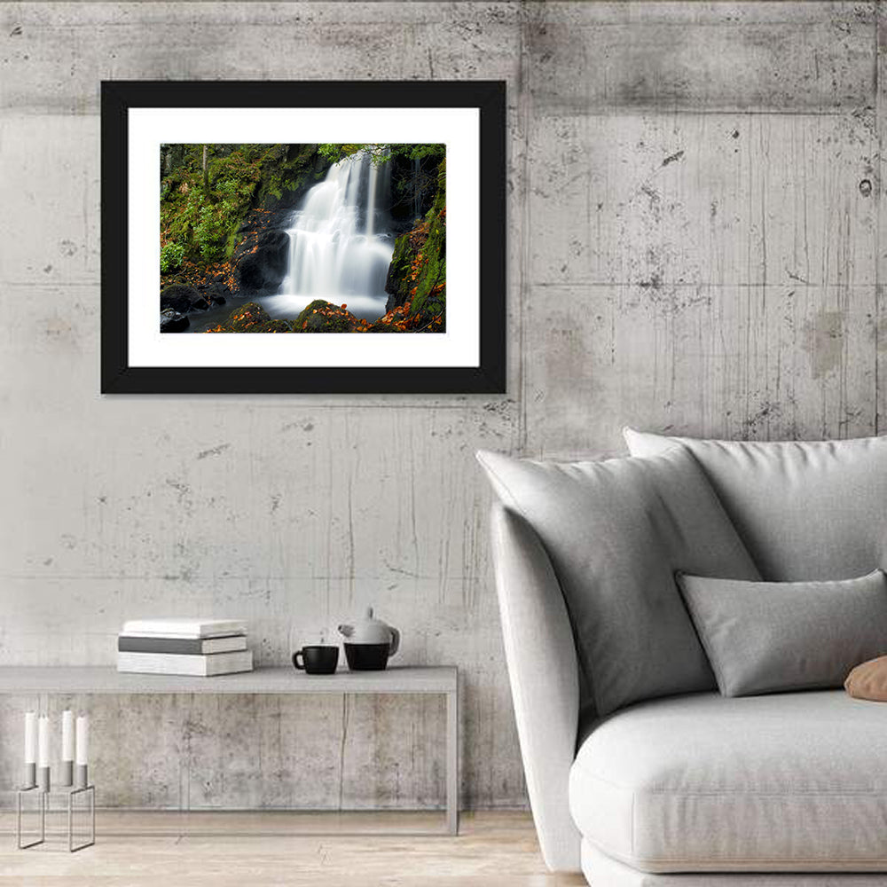Autumn Waterfall in Tobermory Wall Art in a room, landscape