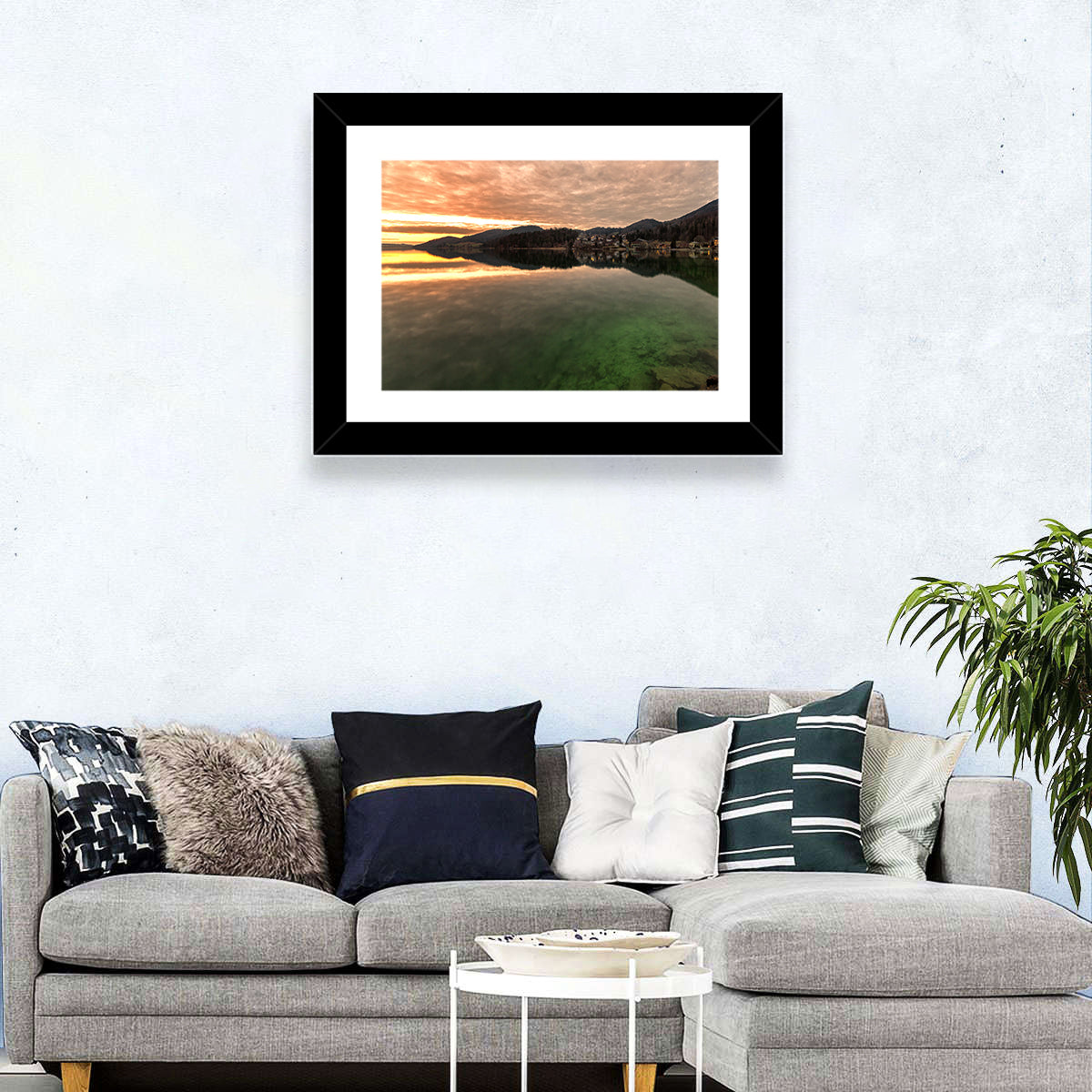 Fuschlsee Pier at Sunset Wall Art in a room, landscape