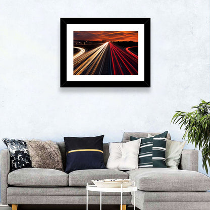 City Traffic Light Trails Wall Art