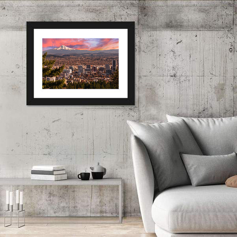 Portland Skyline at Sunset Wall Art