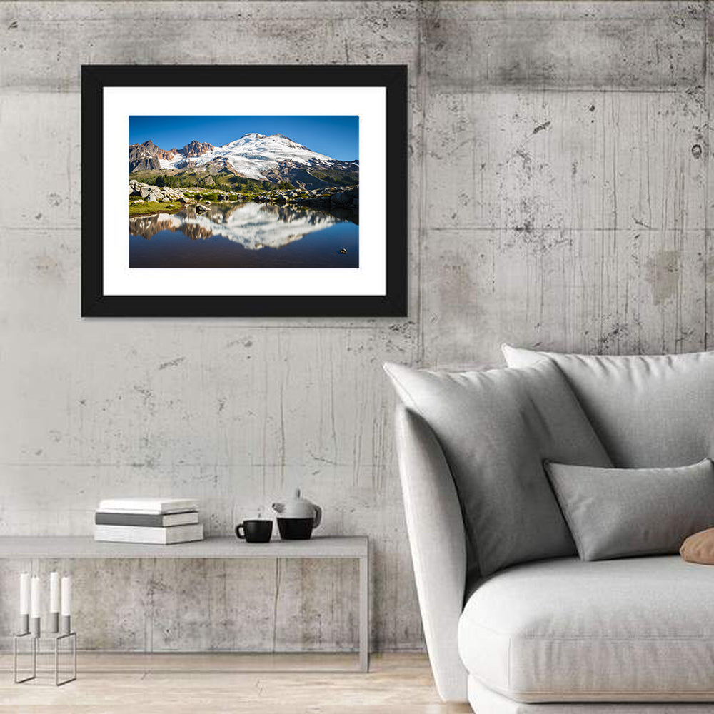 Snow-capped Mount Baker Wall Art in a room, landscape
