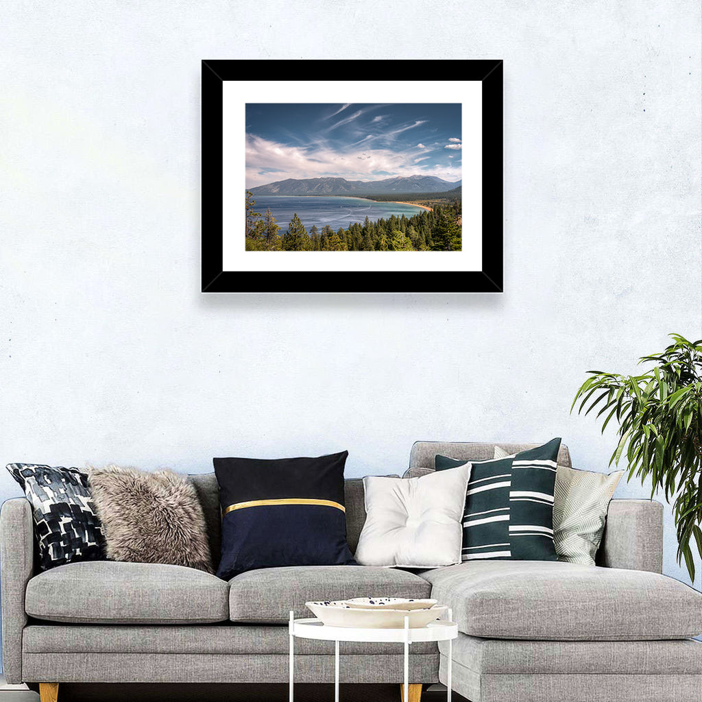 Pines Above a Blue Lake Wall Art
