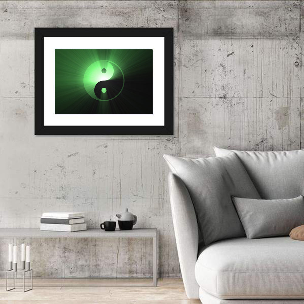 Green Glowing Yin Yang Wall Art