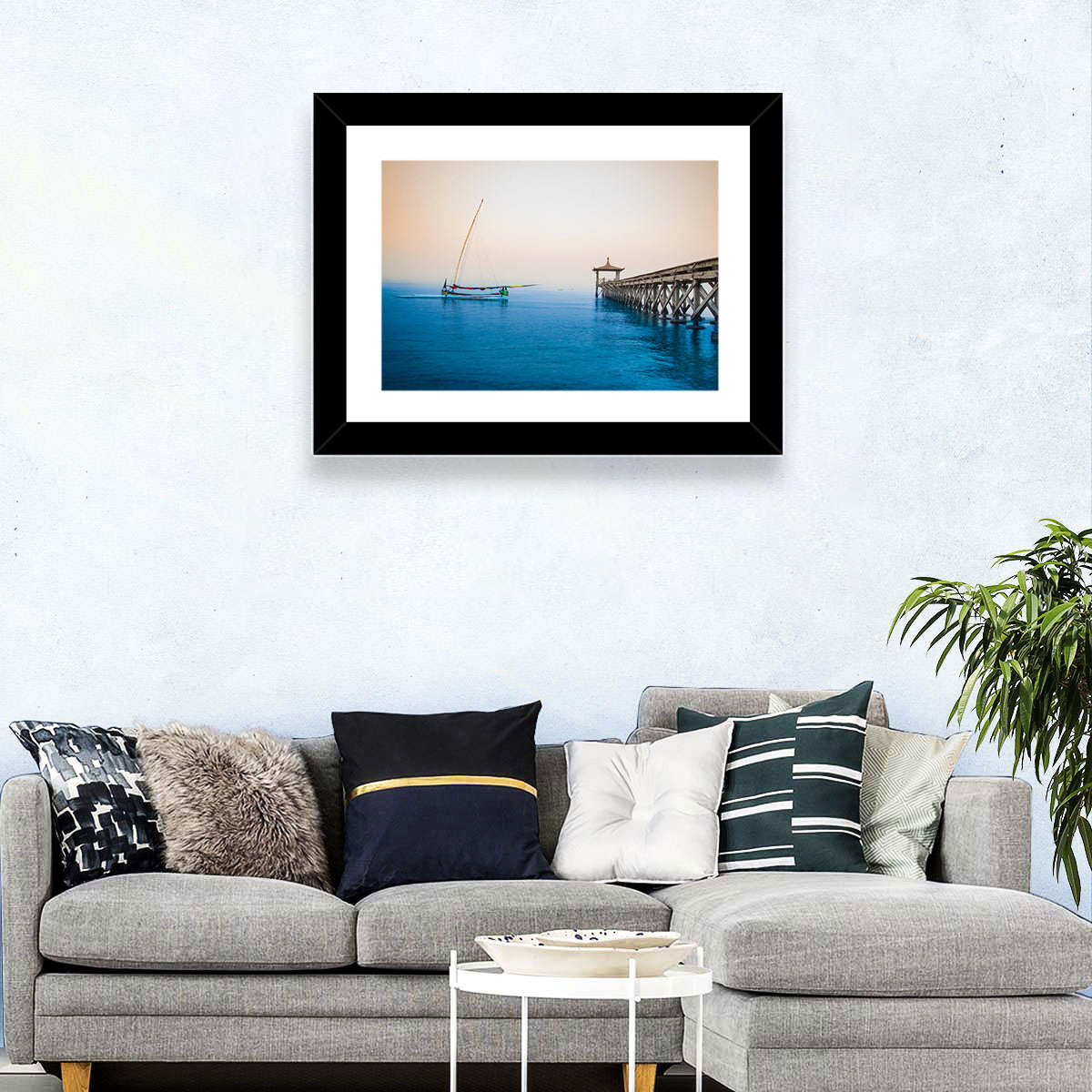 Outrigger Boat and Pier Wall Art