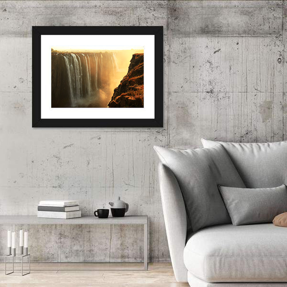 Victoria Falls Golden Hour Wall Art in a room, landscape