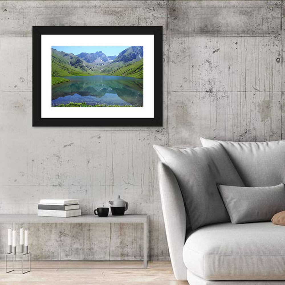 Urup Lake Reflection Wall Art in a room, landscape