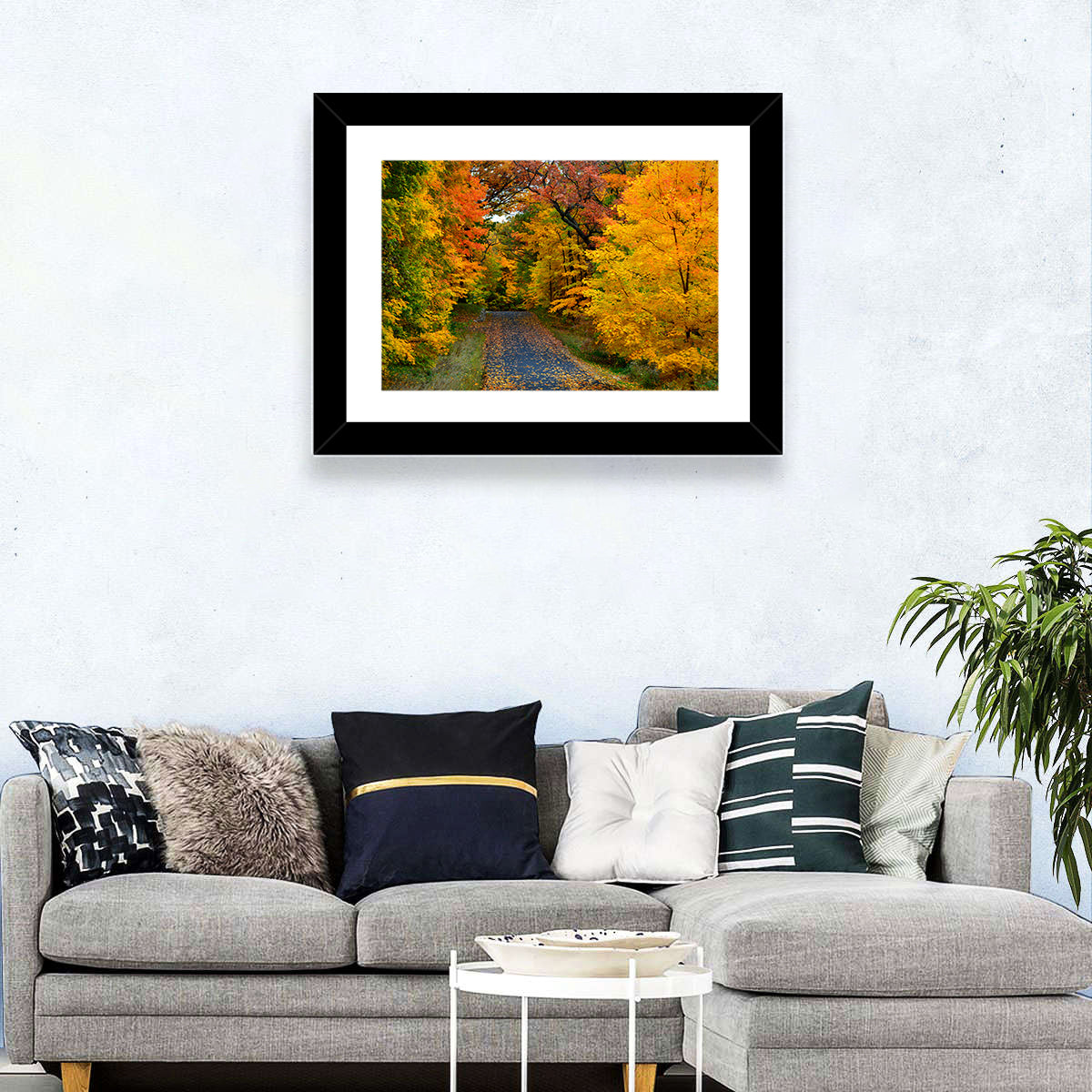 Autumn Road Through Wisconsin Park Wall Art in a room, landscape