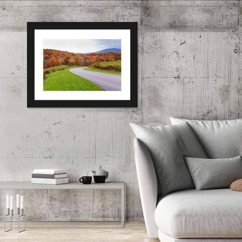 Curving Road Through Autumn Meadow Wall Art