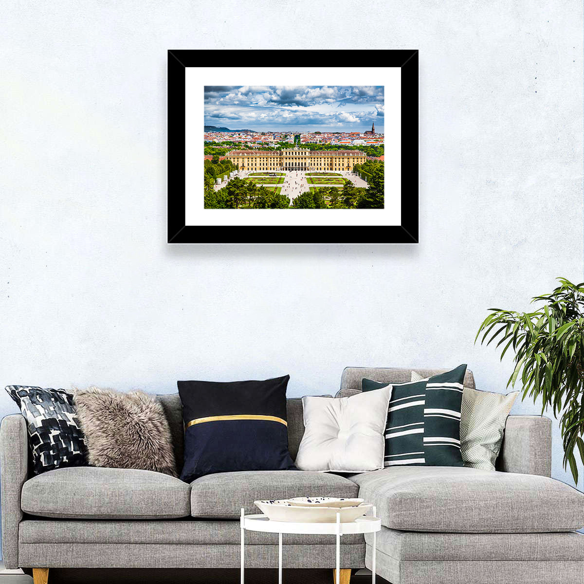 Schönbrunn Palace and Great Parterre Gardens Wall Art in a room, landscape