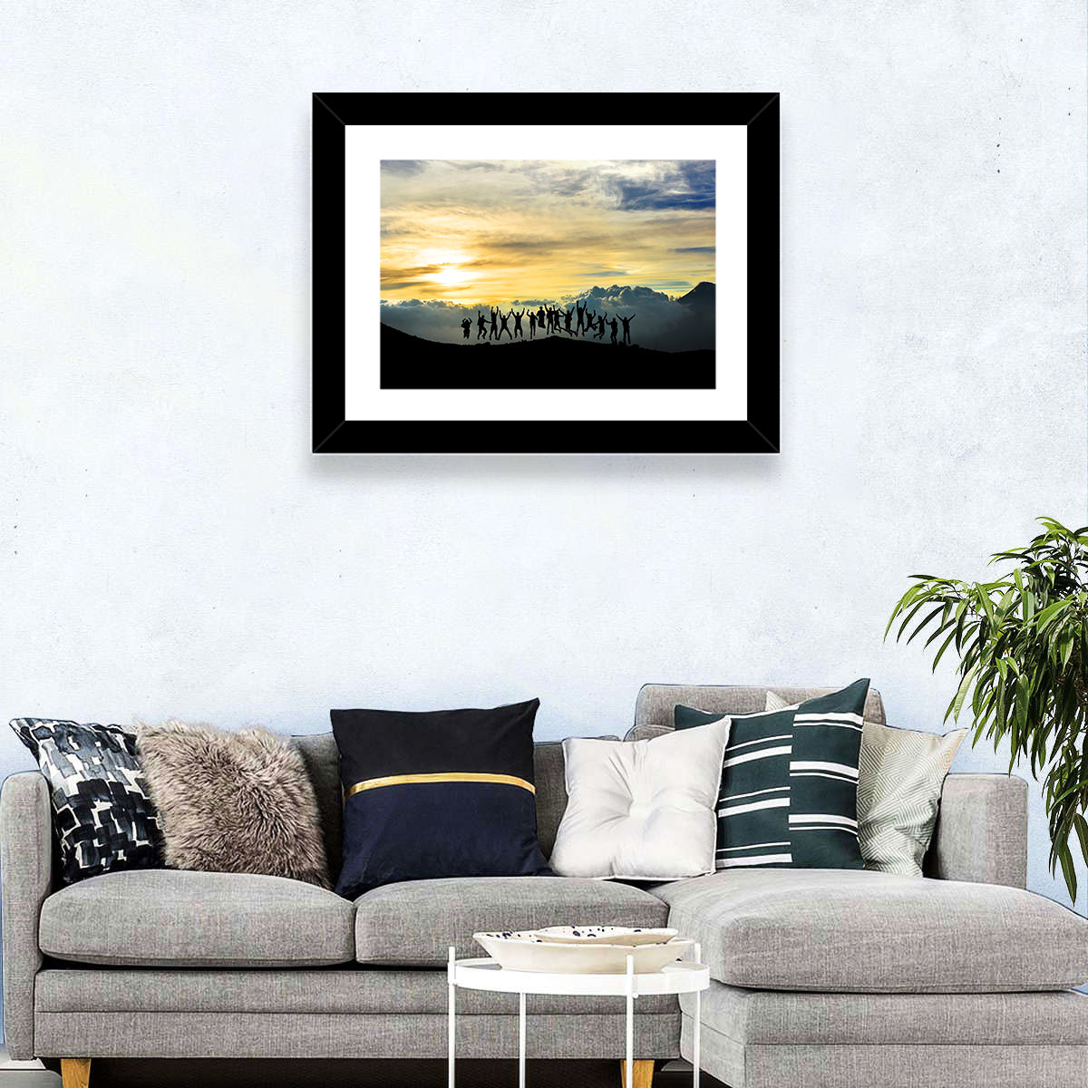Golden Team Silhouettes at Sunset Wall Art