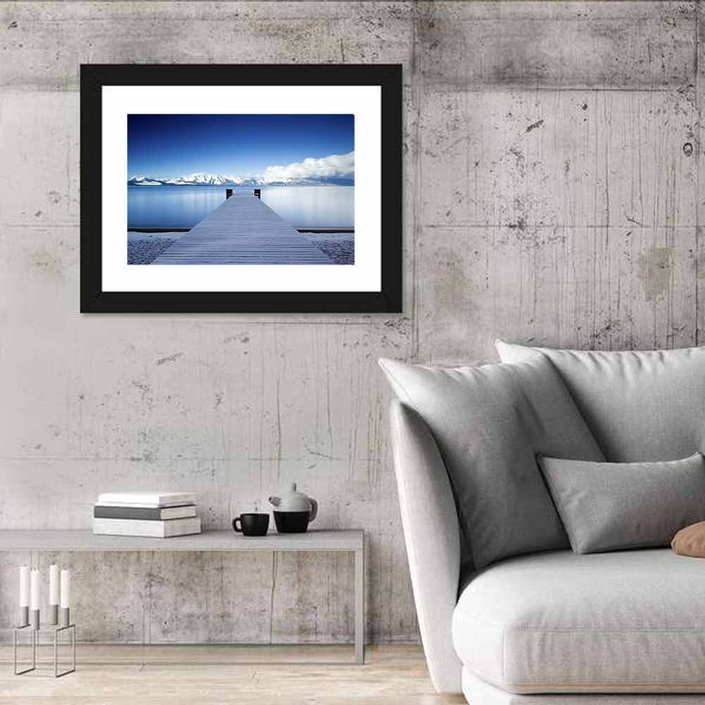 Frosted Pier at Lake Tahoe Wall Art in a room, landscape