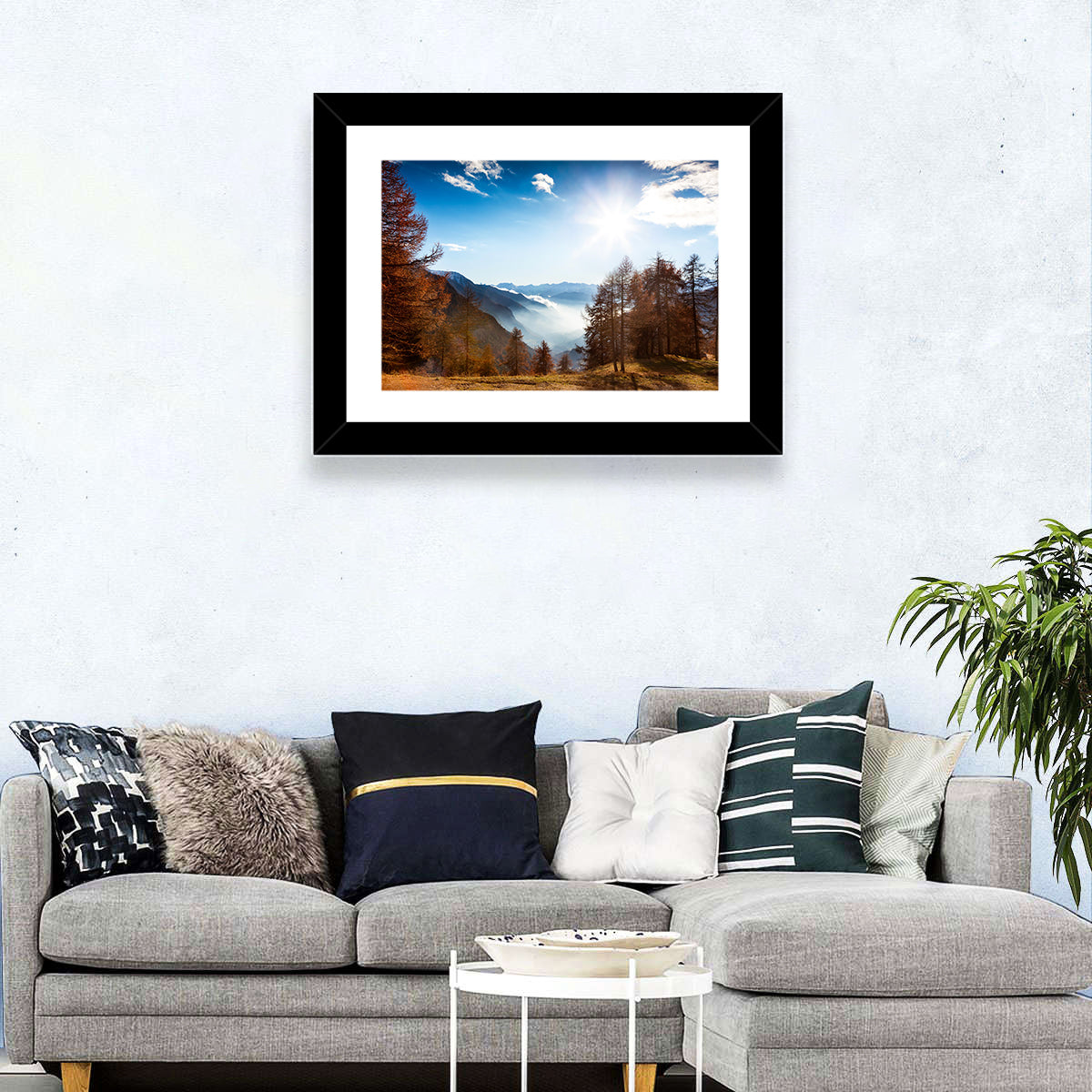 Val D Aosta Valley Morning Light Wall Art in a room, landscape