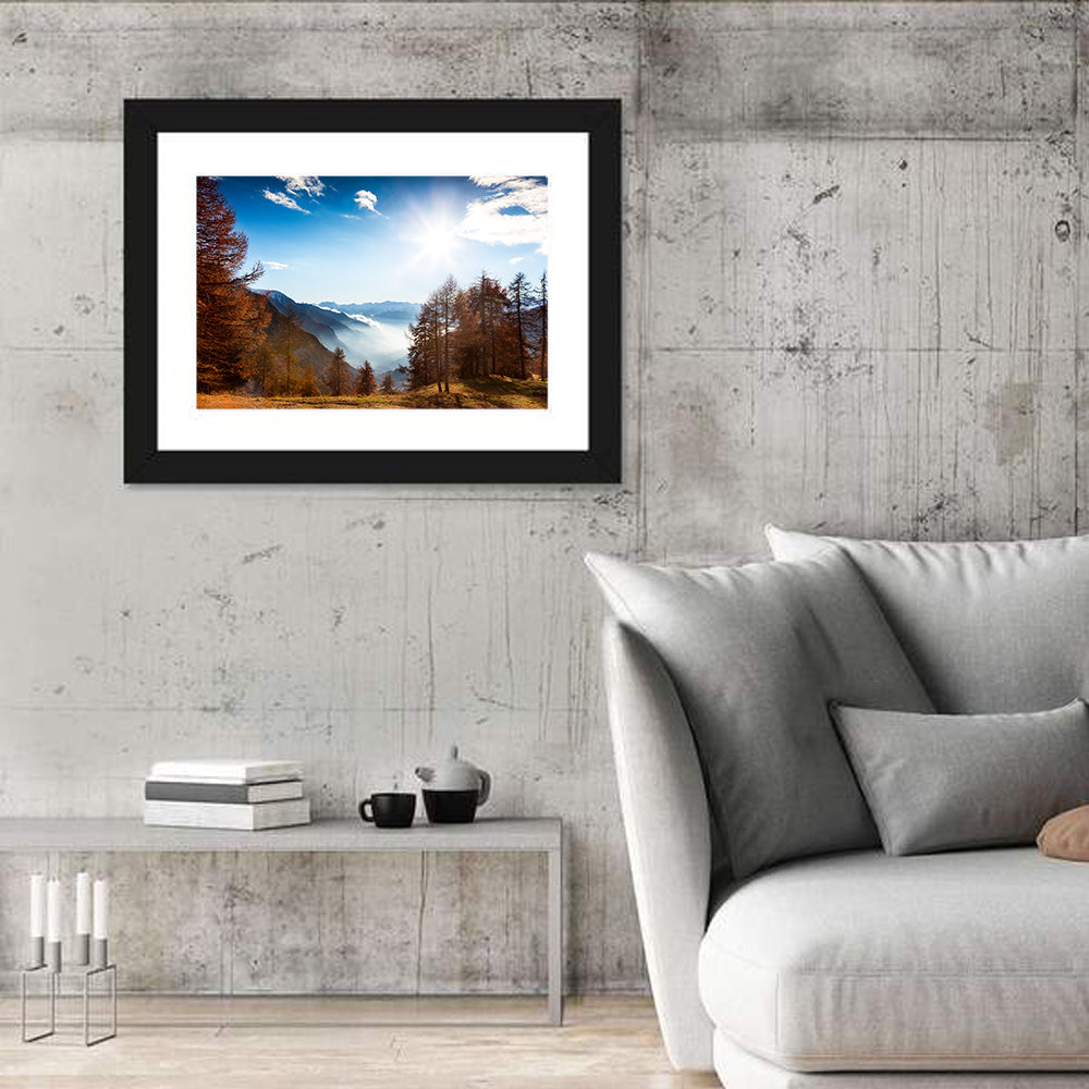 Val D Aosta Valley Morning Light Wall Art in a room, landscape