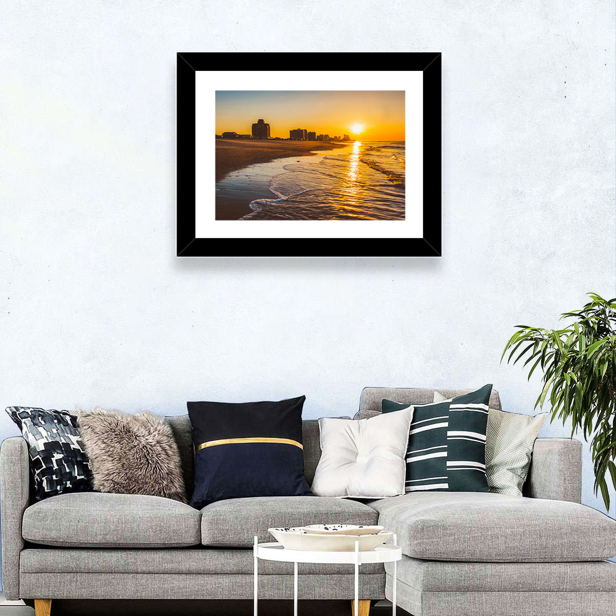 Ventnor Beach Sunrise Reflection Wall Art in a room, landscape