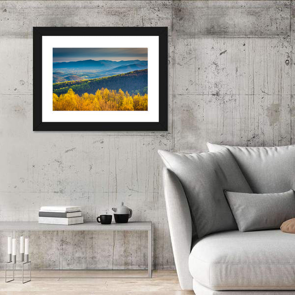 Shenandoah Golden Hour Ridge Wall Art in a room, landscape