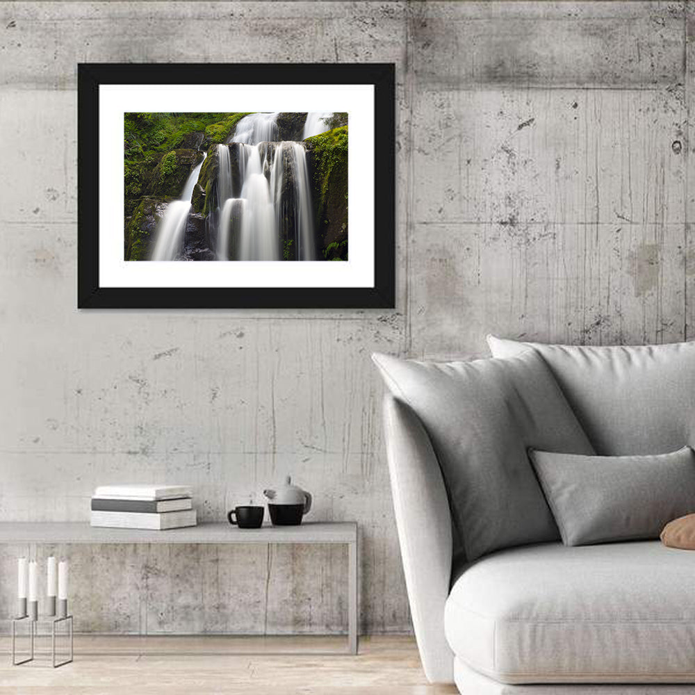 Mossy Kentucky Waterfall Wall Art in a room, landscape