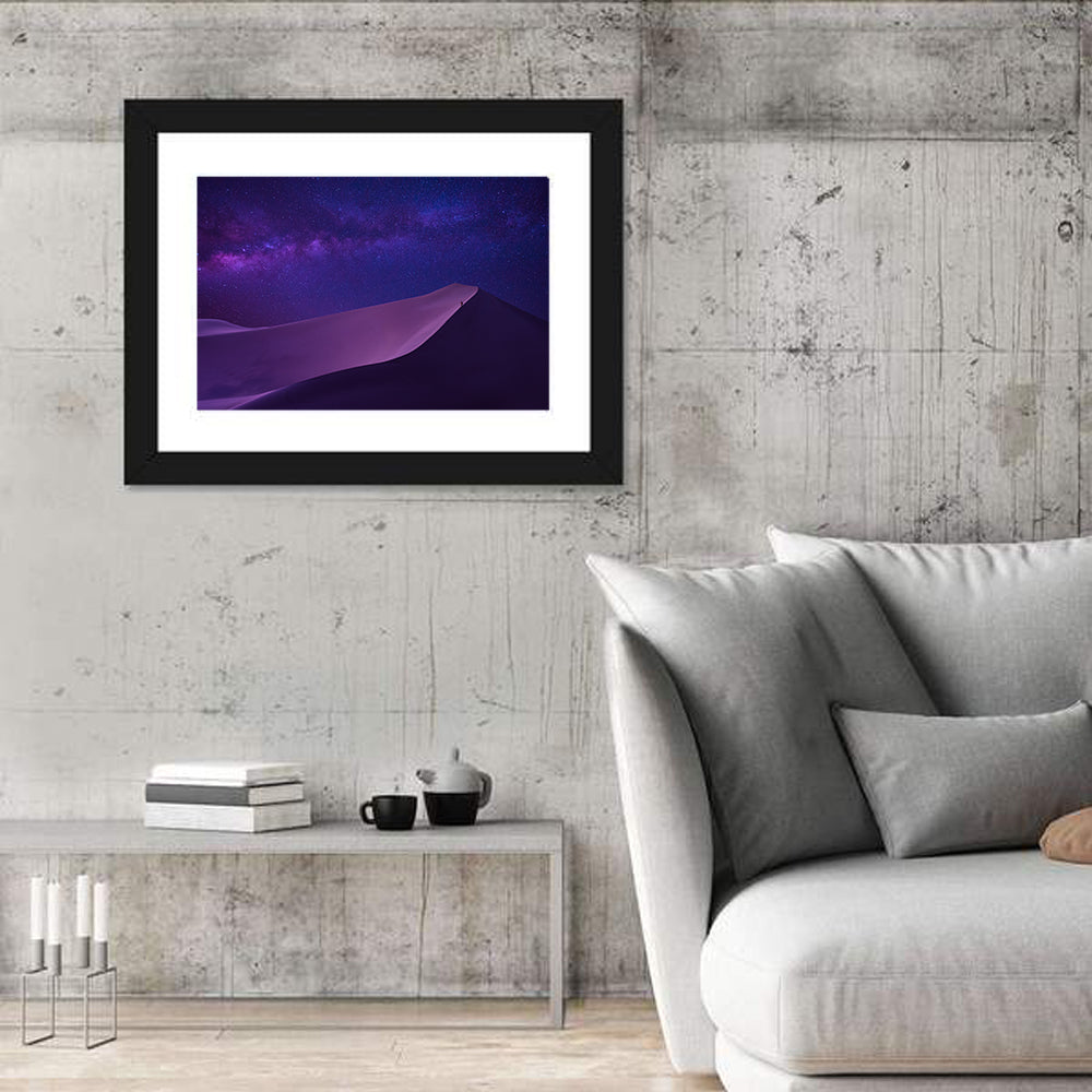 Lone Hiker Under the Milky Way Wall Art in a room, landscape