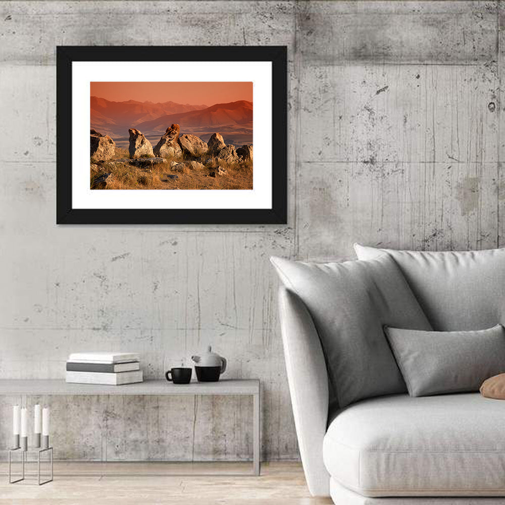 Karahunj Rocky Ridge at Sunset Wall Art in a room, landscape