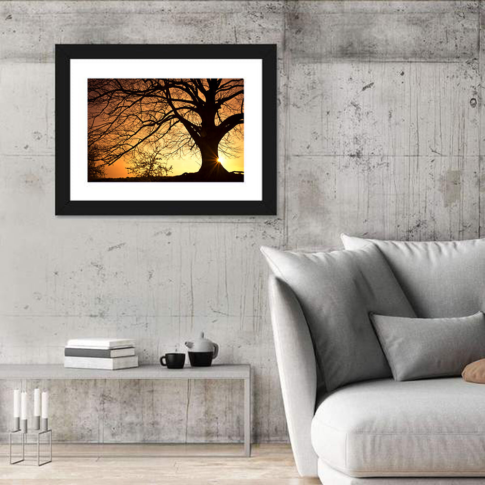 Willow Tree Sunset Wall Art in a room, landscape
