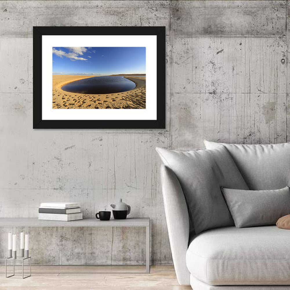 Fayoum Lake Footprints Wall Art in a room, landscape