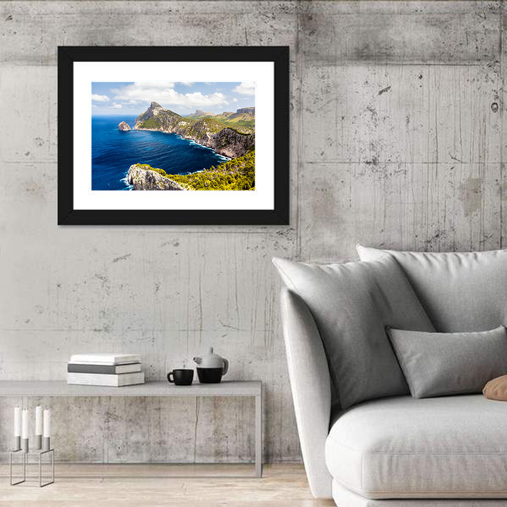 Cap De Formentor Cliffs Wall Art in a room, landscape