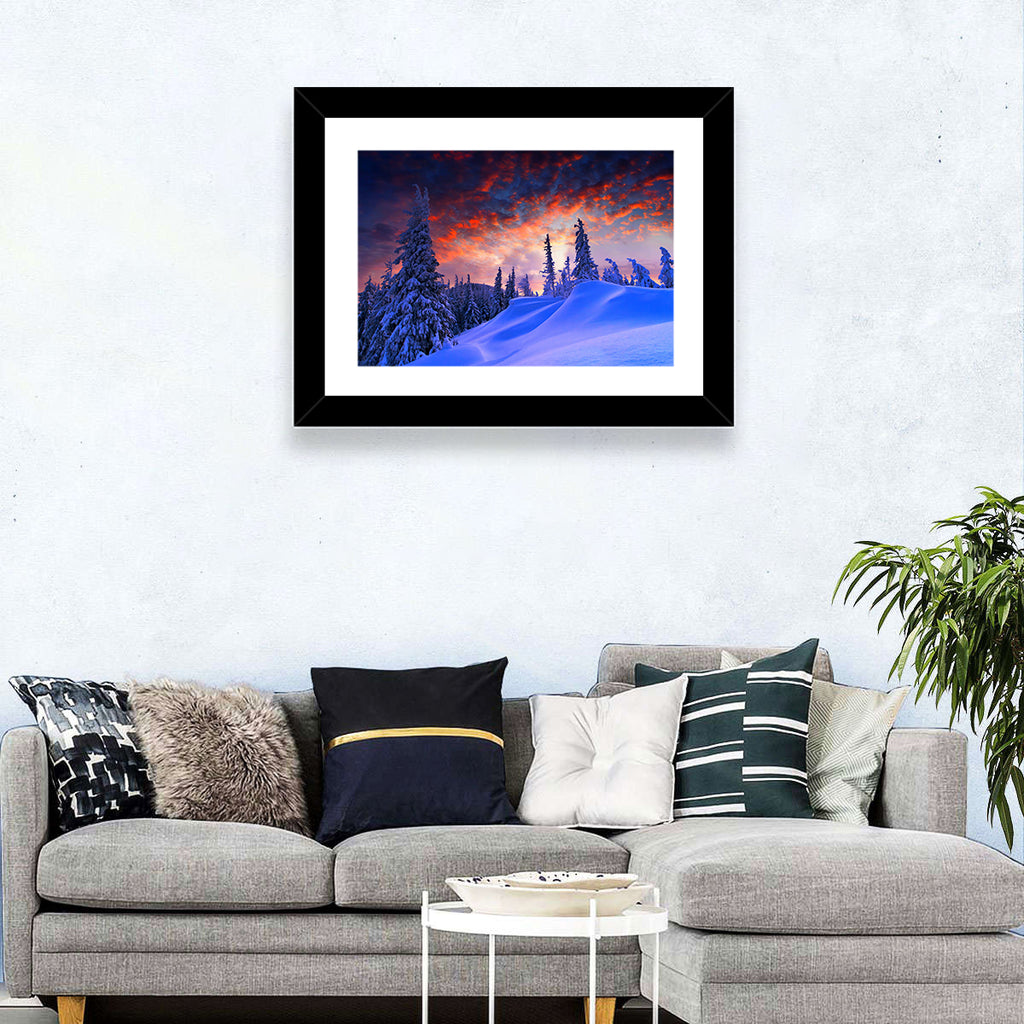 Snow-covered Mountain Sunset Wall Art