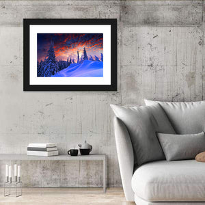 Snowy Mountain Sunset Wall Art