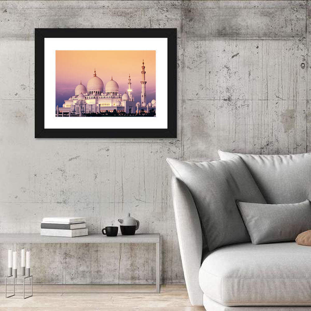 Sheikh Zayed Grand Mosque at Dusk Wall Art in a room, landscape