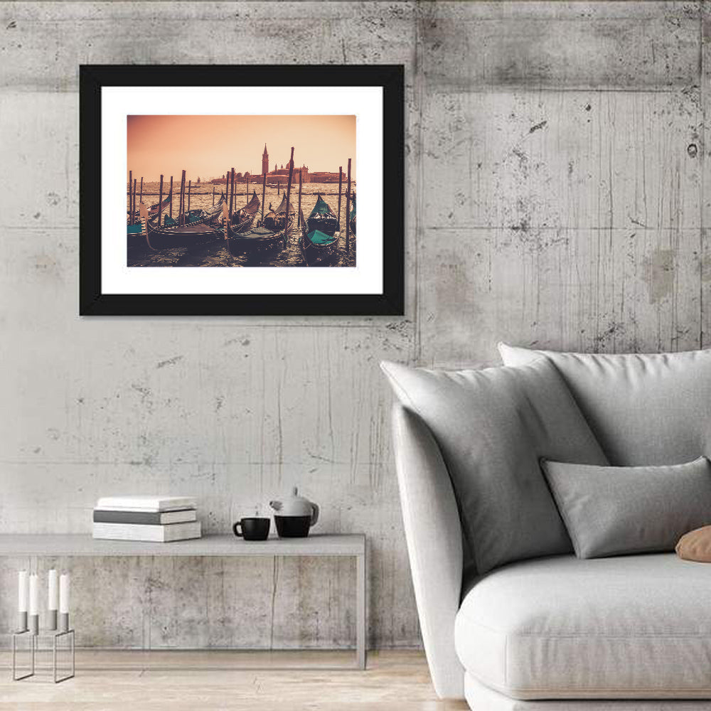 Gondolas In Canal Wall Art