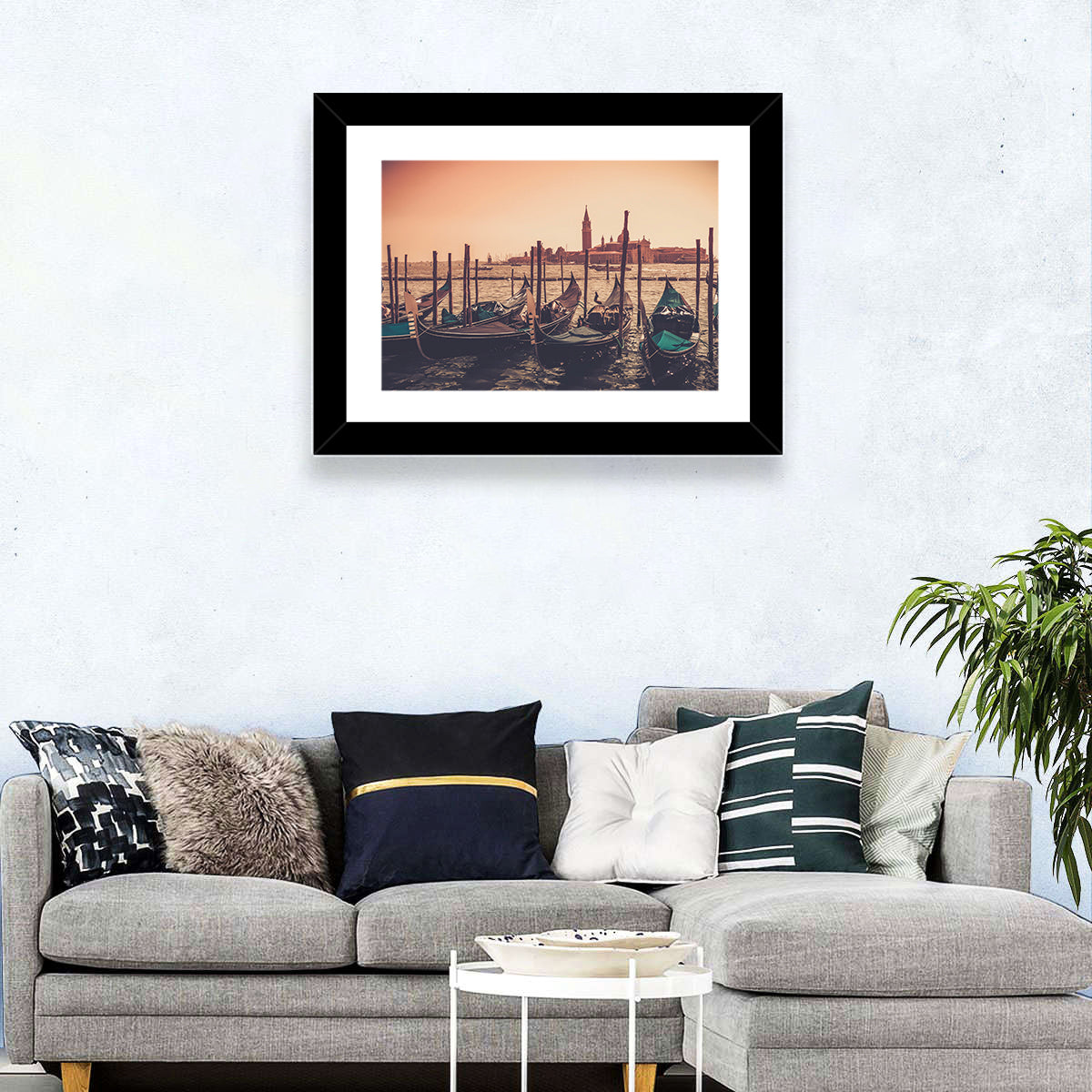 Gondolas In Canal Wall Art