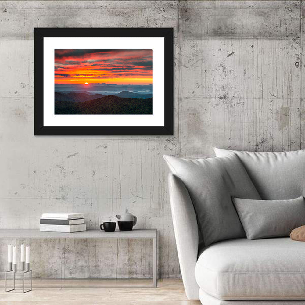 Blue Ridge Sunrise Over Misty Ridges Wall Art