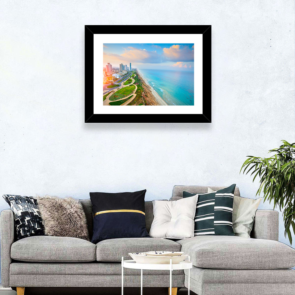 Netanya Coastline at Golden Hour Wall Art
