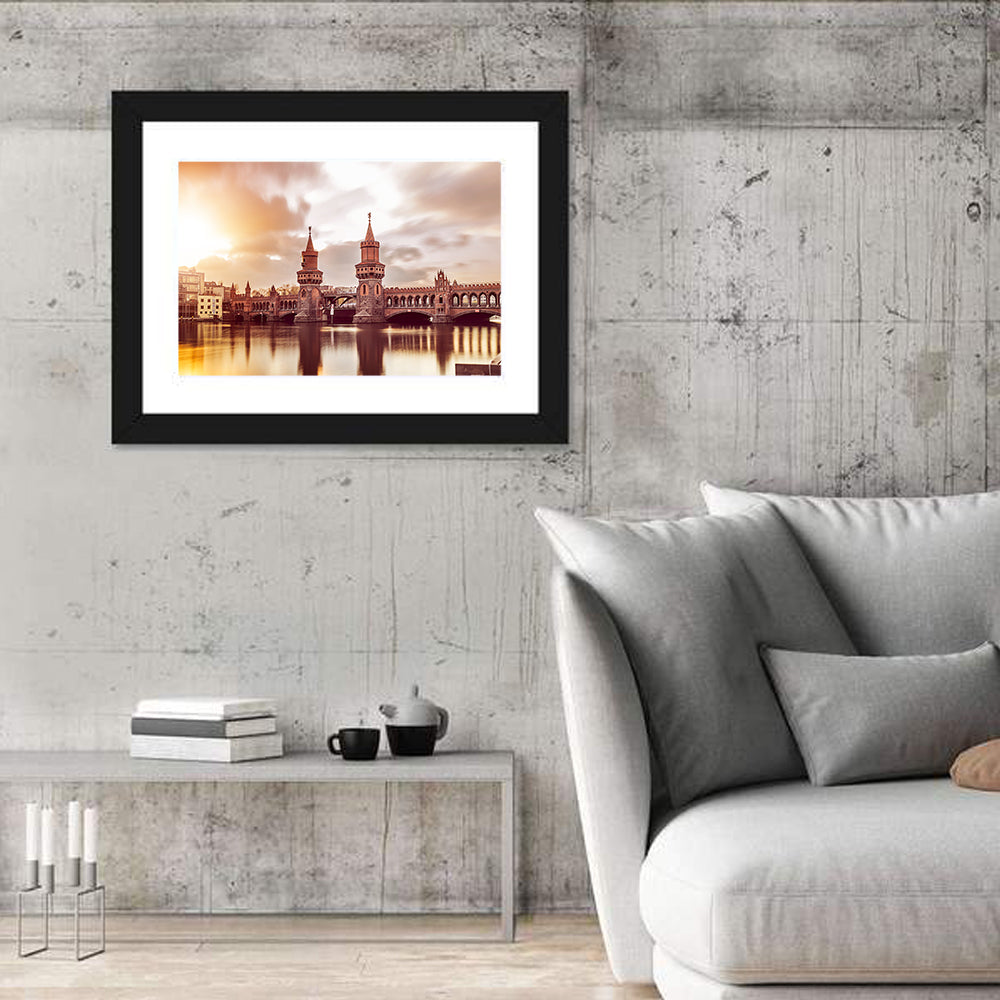 Oberbaumbruecke Sunset Reflection Berlin Wall Art