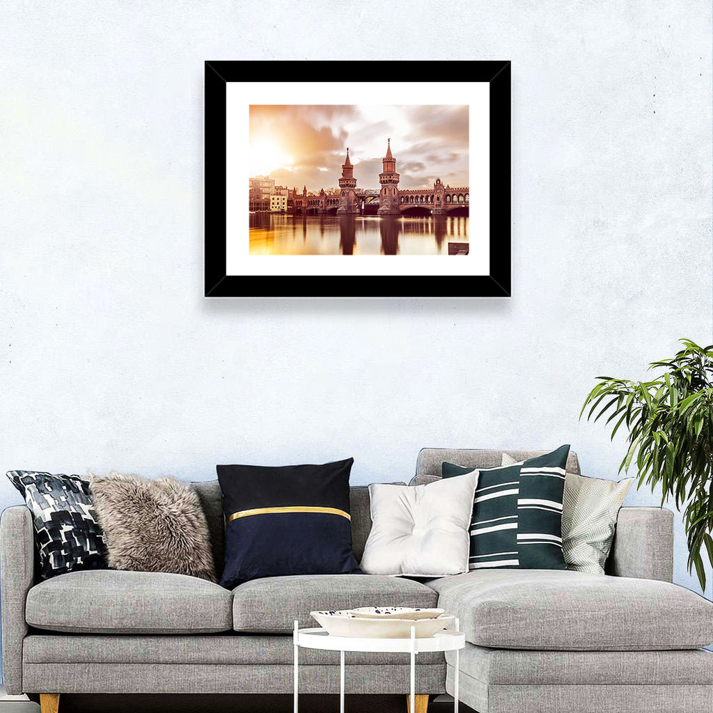 Oberbaumbruecke Sunset Reflection Berlin Wall Art