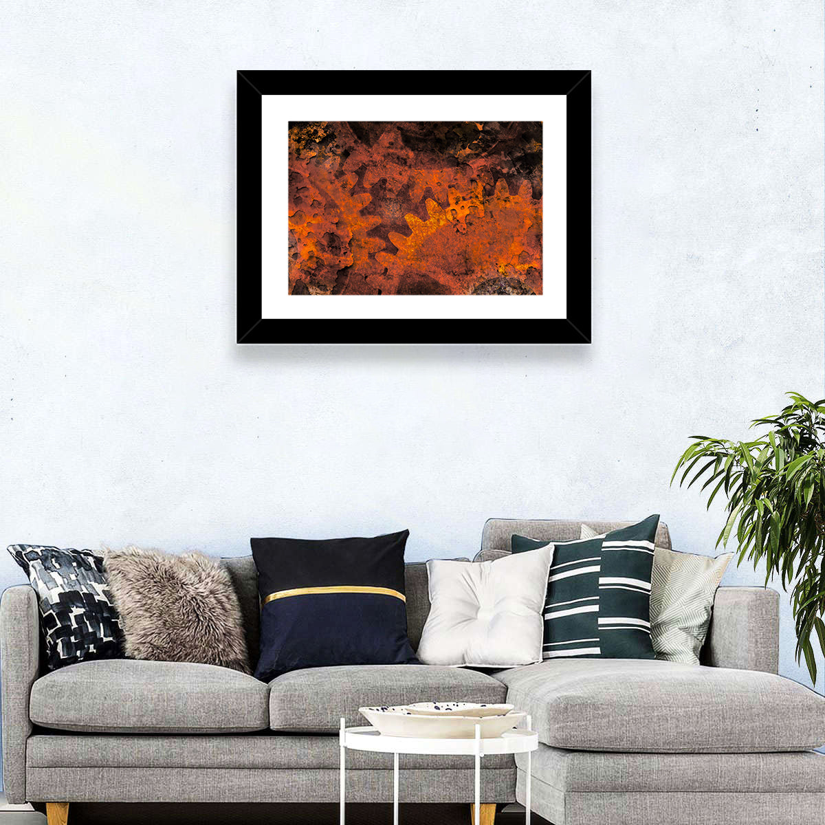 Weathered Gears Study Wall Art in a room, landscape