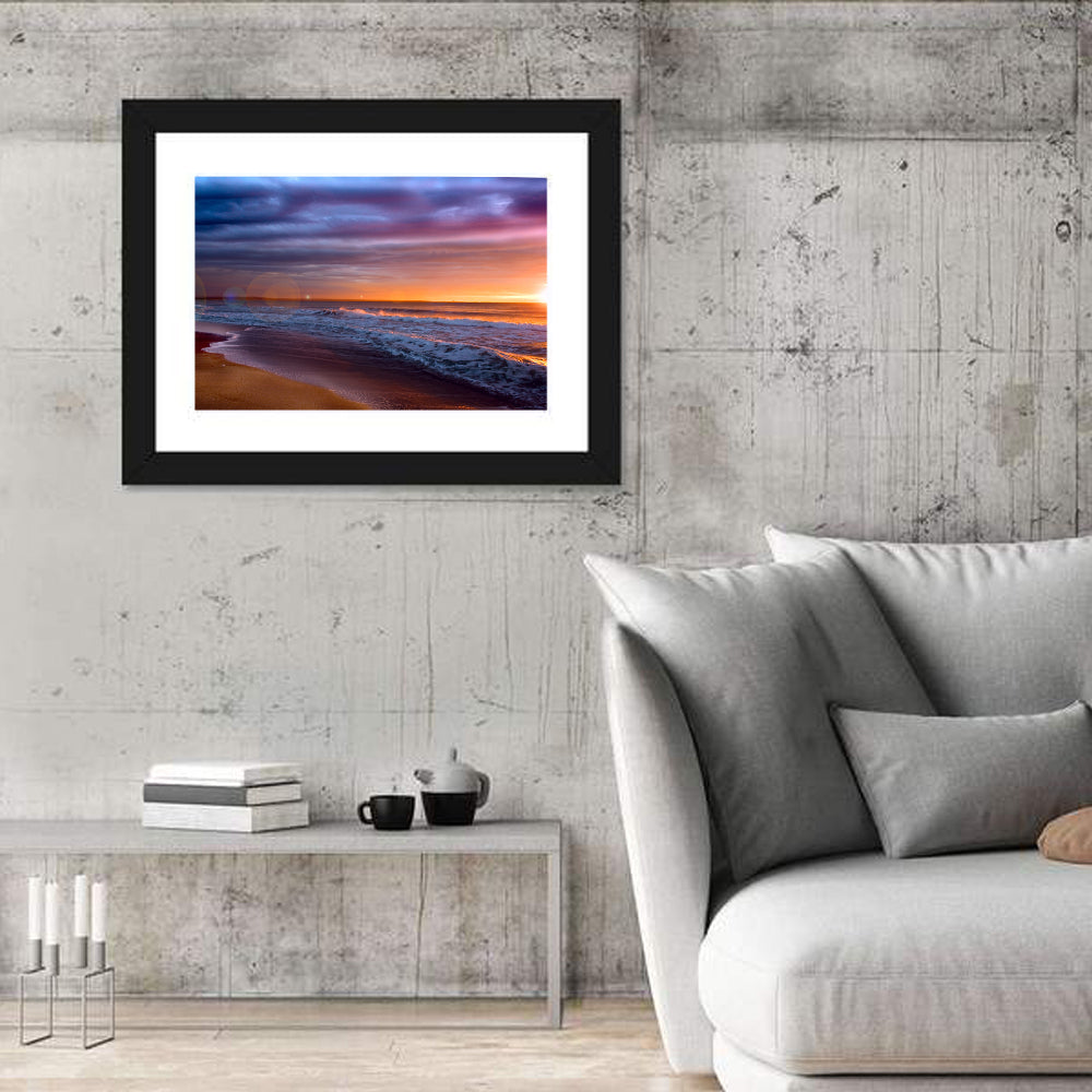 Bulgarian Black Sea Sunrise Wall Art in a room, landscape