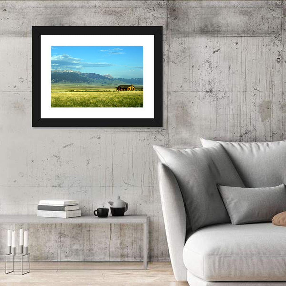 Montana Mountain Ranch Wall Art in a room, landscape