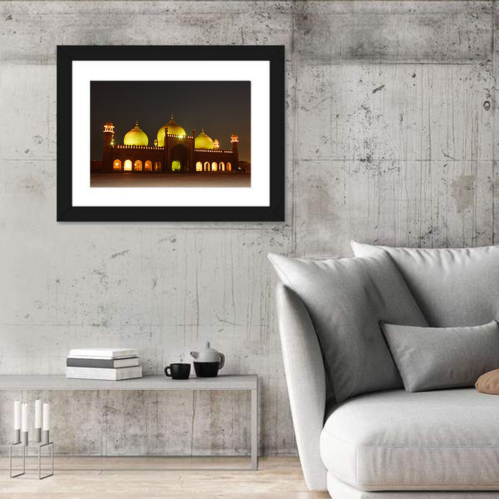 Badshahi Mosque at Night Wall Art in a room, landscape