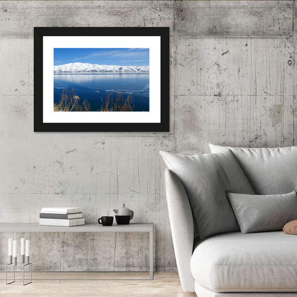 Winter at Lake Sevan Wall Art in a room, landscape