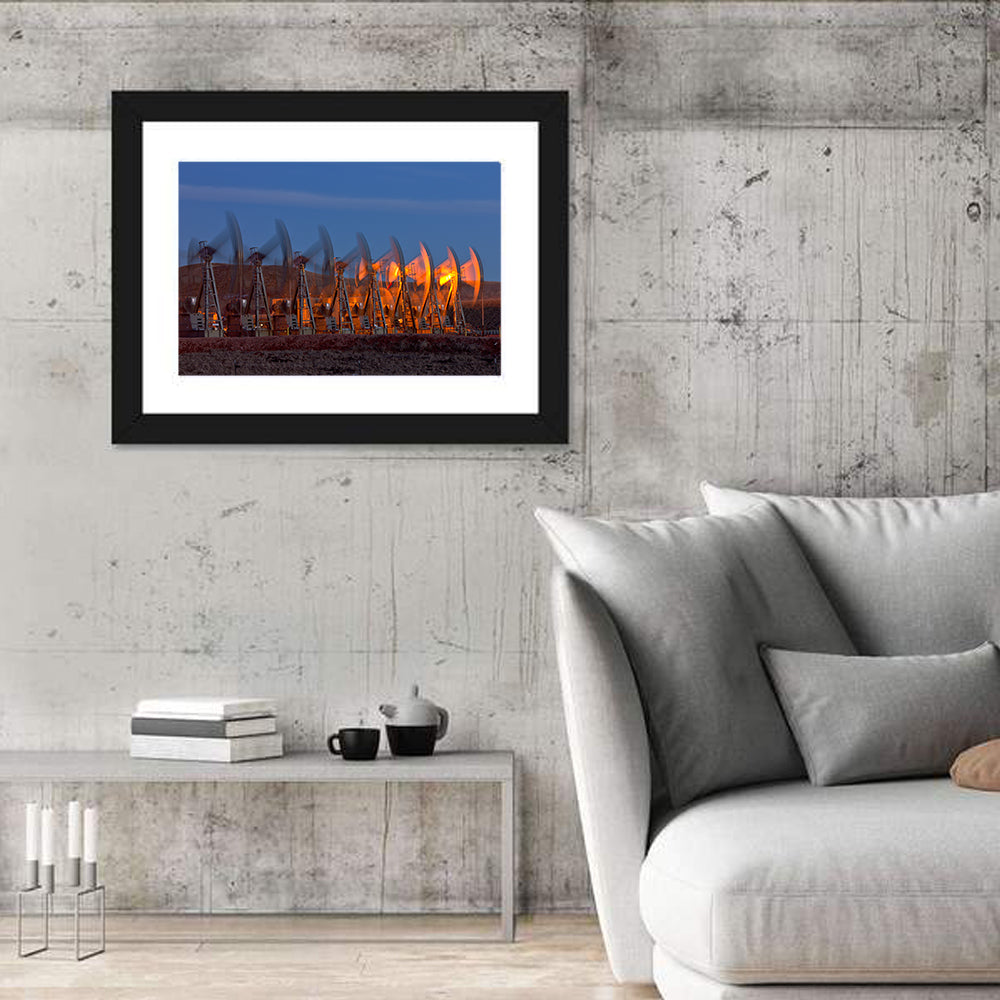 Oil Pump Jacks at Dusk Wall Art in a room, landscape