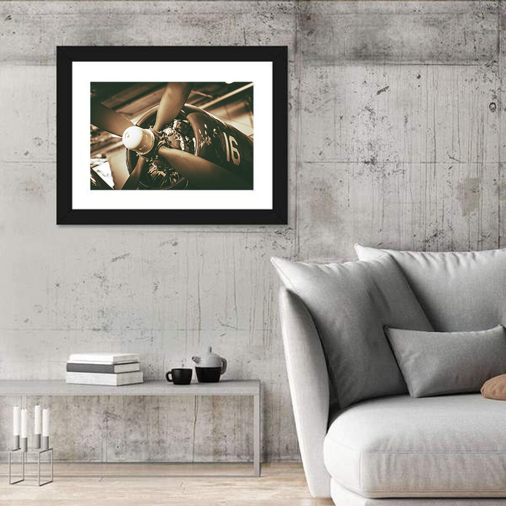Vintage Military Propeller Plane Wall Art