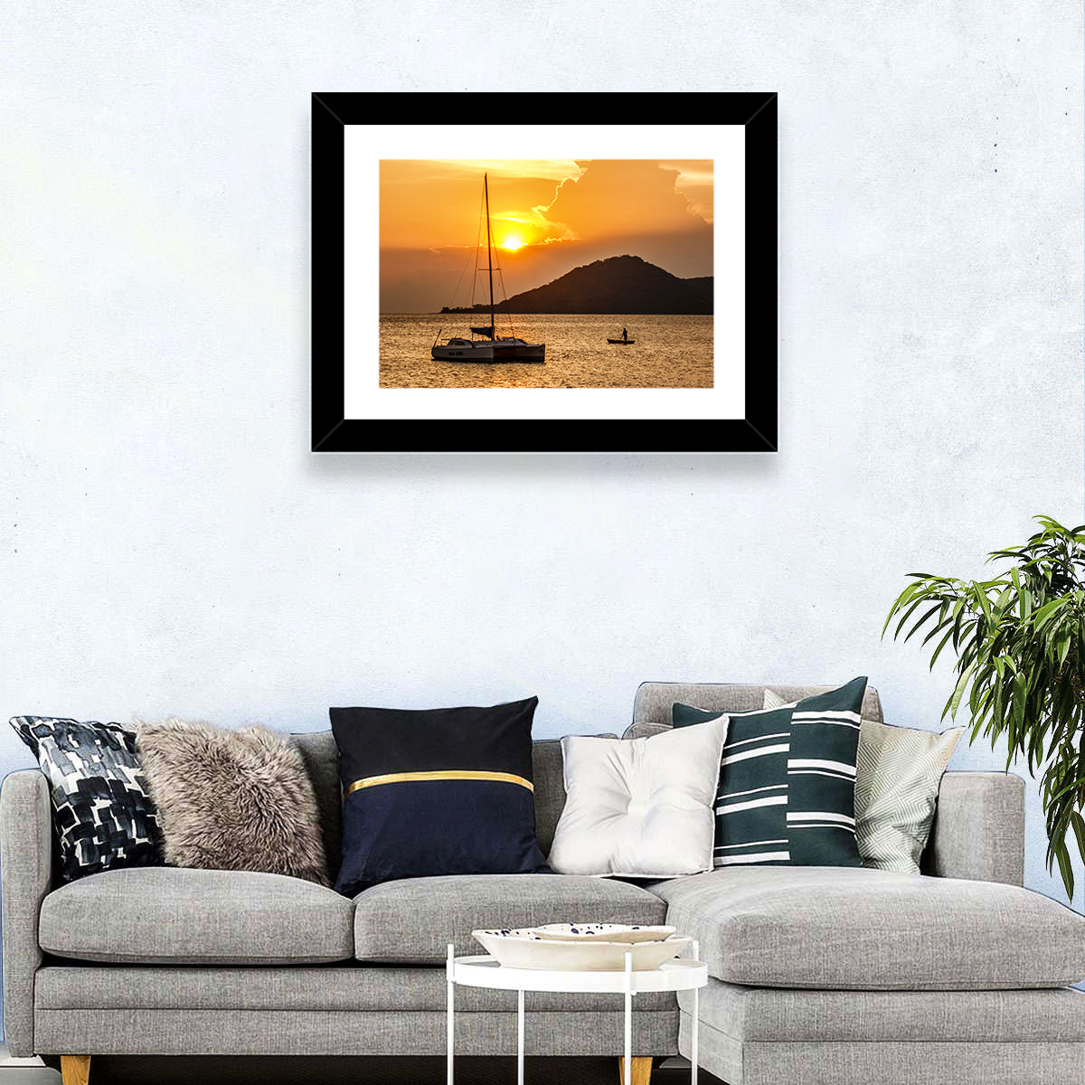 Mama Afrika Sunset, Lake Malawi Wall Art in a room, landscape