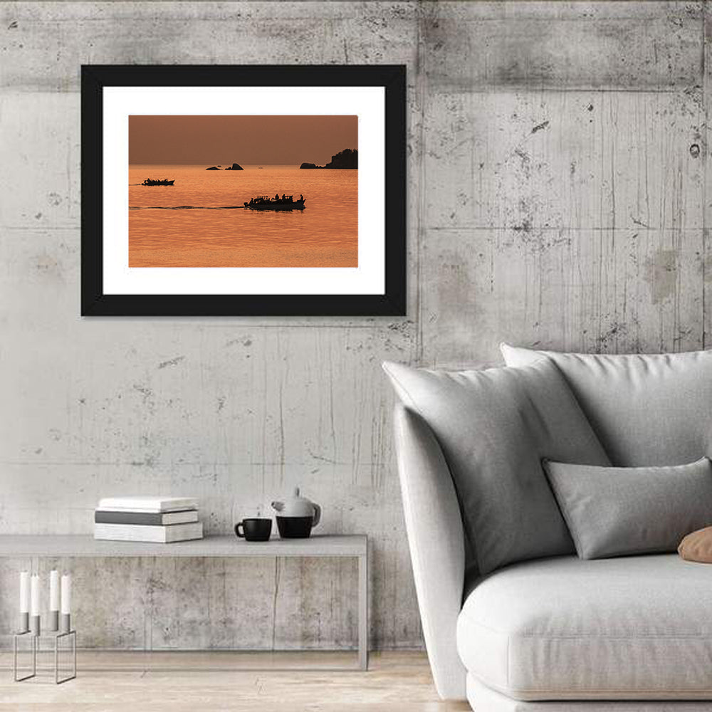 Lake Malawi Sailboats at Sunset Wall Art