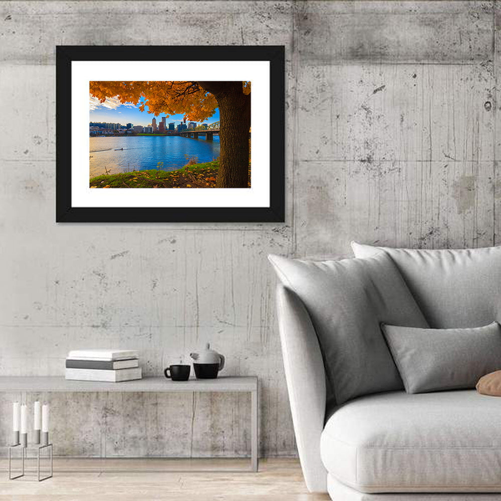 Willamette River at Golden Hour Wall Art in a room, landscape
