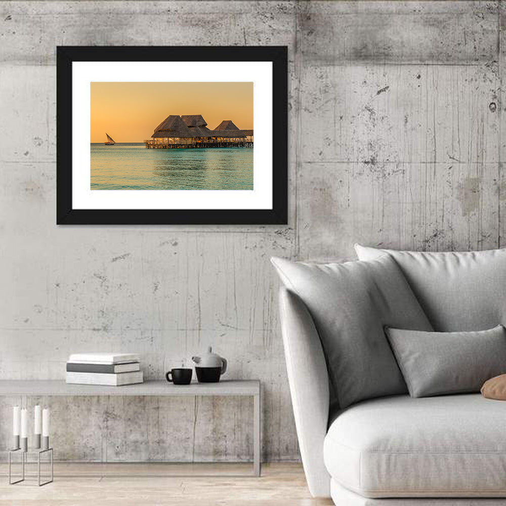 The Rock Restaurant Sunset Wall Art in a room, landscape