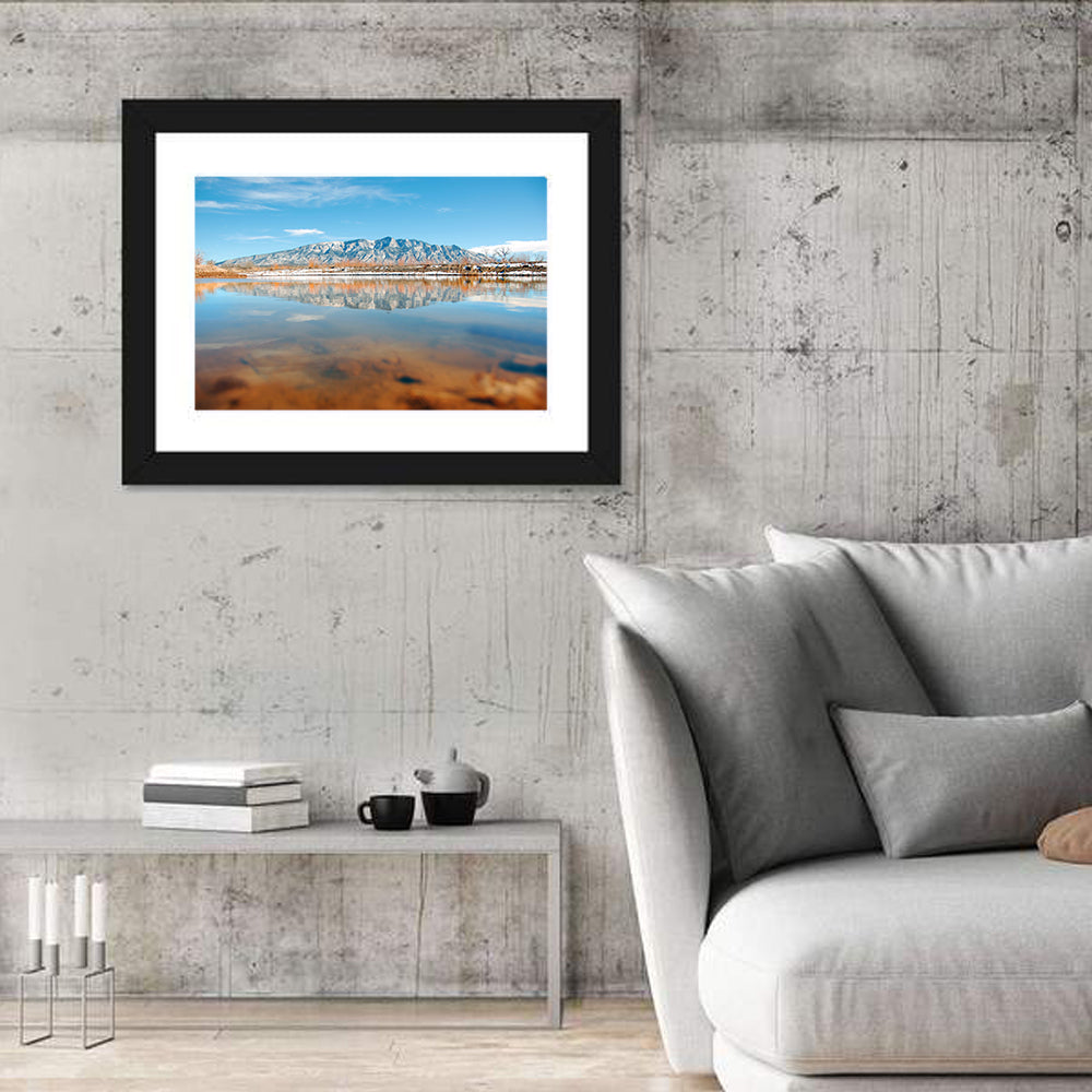 Rio Grande at Sandia Mountains Wall Art in a room, landscape