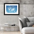Jet Over Cloud World Map Wall Art