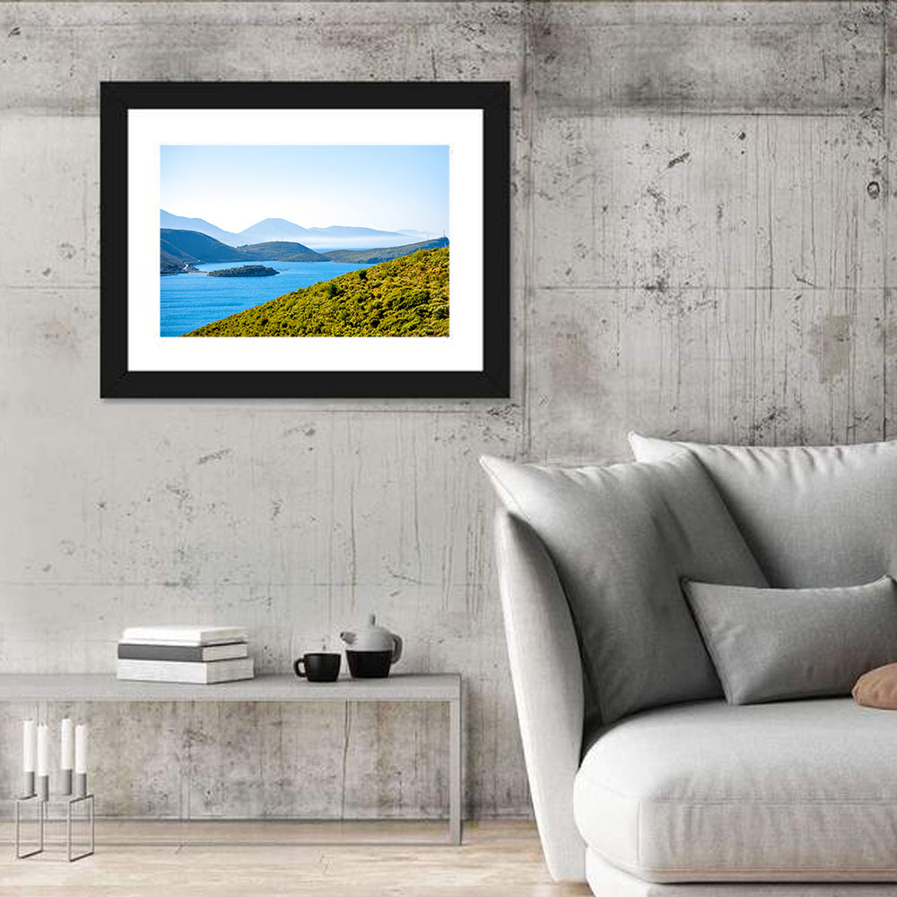 Porto Palermo Bay with Ali Pasha Castle Wall Art in a room, landscape